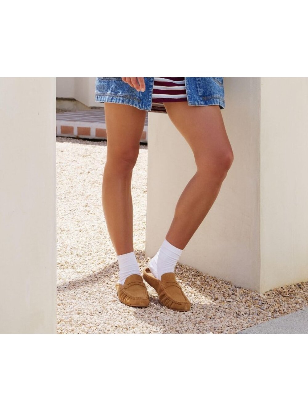 Women's Tan Suede Memory Foam Insole Flats-Lightweight Loafers & Slip-ons Shoes - Picture 3 of 6
